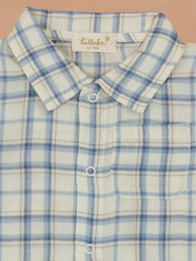 Parker Plaid Polo Romper Detail 2 - TULLABEE