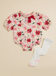 Poinsettia Bubble and Tights Set by MudPie Detail 2 - TULLABEE