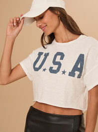 USA Cropped Graphic Tee - TULLABEE