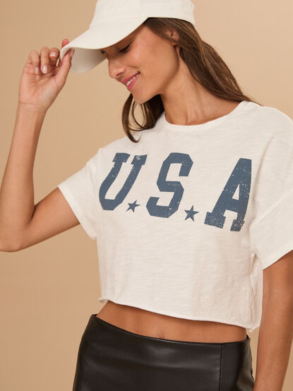 USA Cropped Graphic Tee - TULLABEE