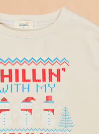 Chillin' With my Snowmies Sweatshirt Detail 2 - TULLABEE