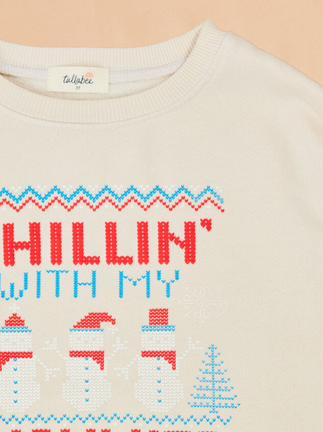 Chillin' With my Snowmies Sweatshirt Detail 2 - TULLABEE