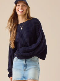 Makayla Waffle Cropped Sweater - TULLABEE
