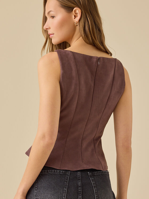 Izzy Peplum Suede Top Detail 4 - TULLABEE
