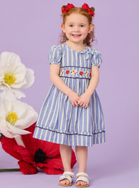 Gabriela Striped Embroidered Dress - TULLABEE