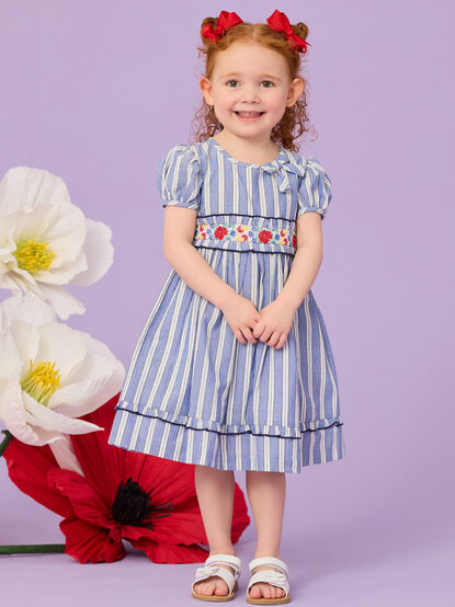 Gabriela Striped Embroidered Dress - TULLABEE