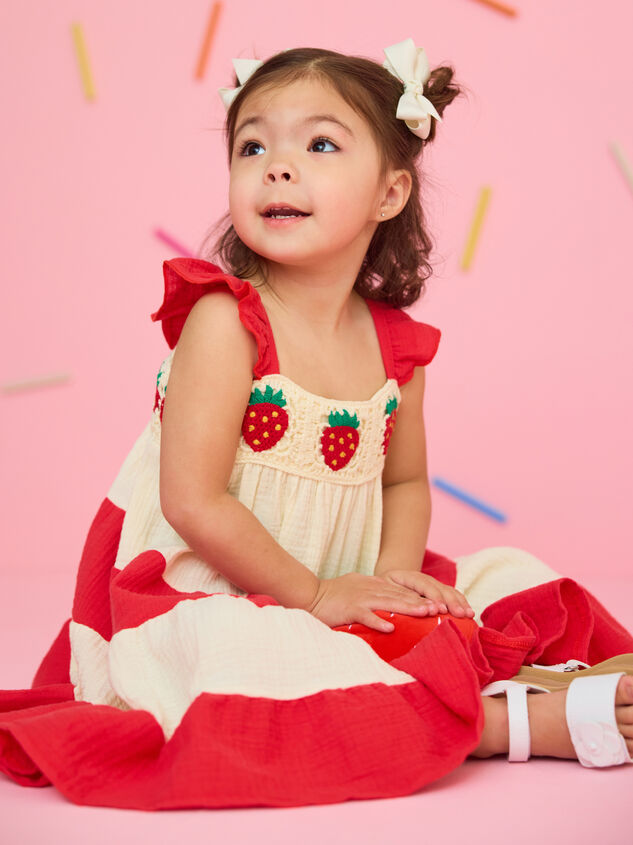 Sawyer Strawberry Crochet Dress Detail 4 - TULLABEE