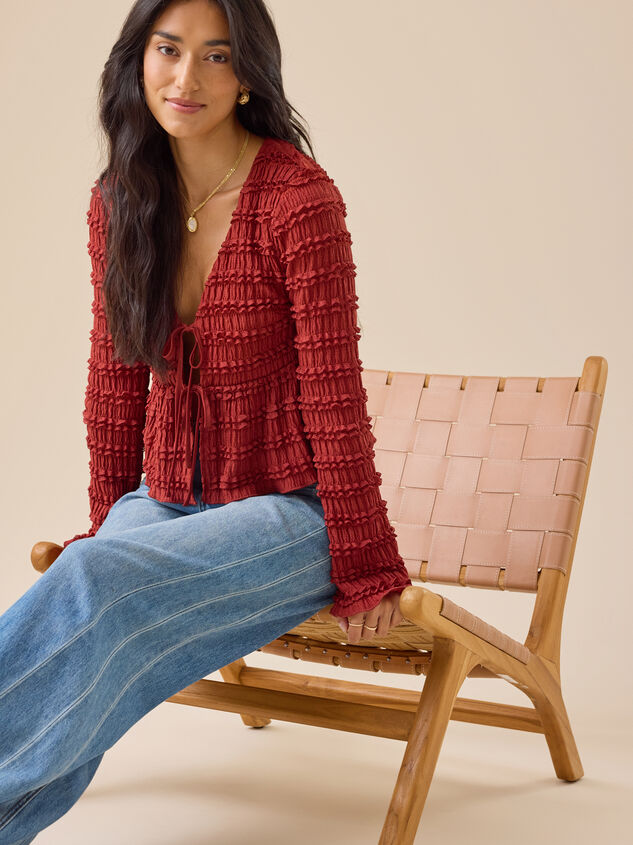 Livvy Ruffle Tie Front Top Detail 2 - TULLABEE