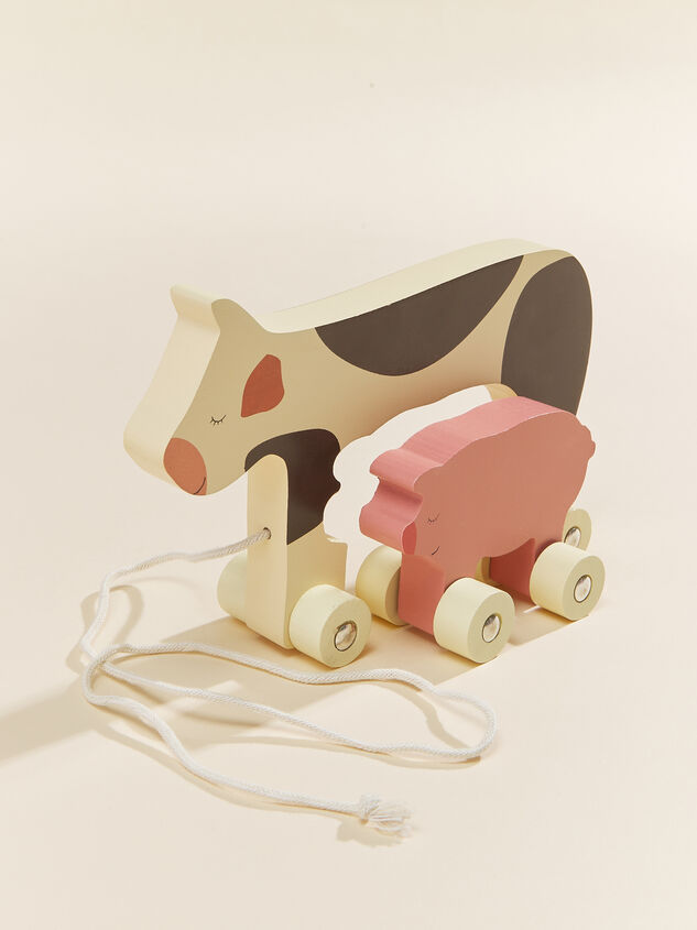 Cow & Pig Pull Toy Detail 1 - TULLABEE