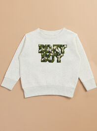 Bday Boy Camo Patch Sweatshirt - TULLABEE