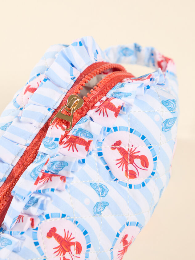 Seaside Lobster Quilted Cosmetic Pouch Detail 3 - TULLABEE