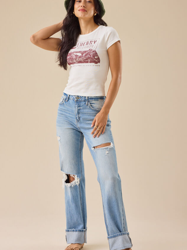 Cherry Records Baby Tee Detail 2 - TULLABEE