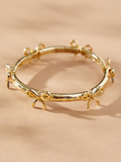 Gold Bow Stretch Bracelet - TULLABEE
