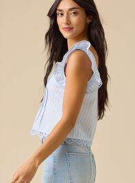 Kaelynn Stripe Button Front Top Detail 2 - TULLABEE