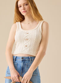 Gardenia Cable Knit Rosette Tank - TULLABEE