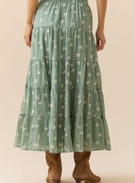 Jackie Embroidered Midi Skirt Detail 5 - TULLABEE