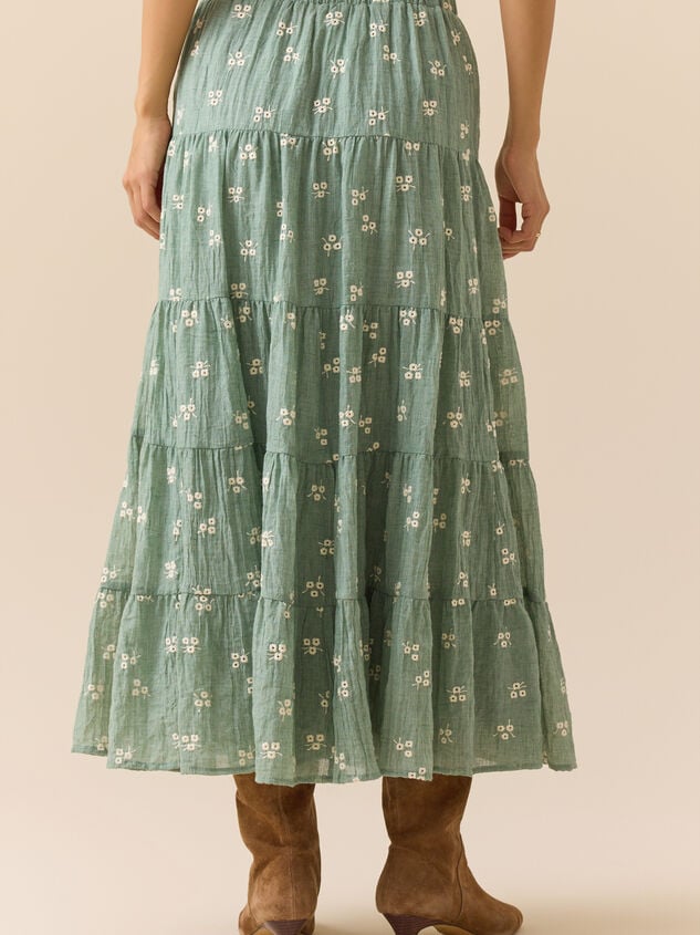 Jackie Embroidered Midi Skirt Detail 5 - TULLABEE