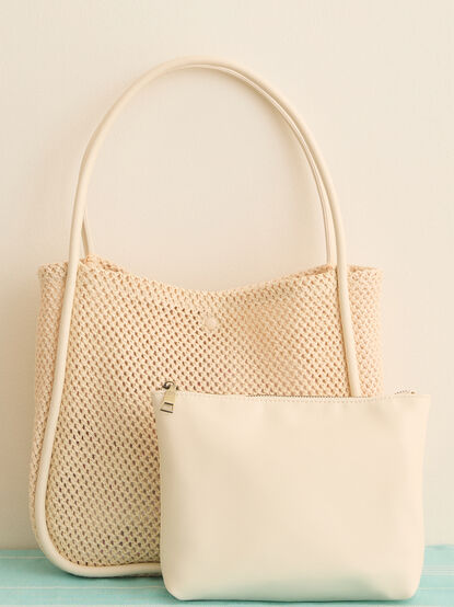 Woven Straw Tote Bag and Pouch Set - TULLABEE