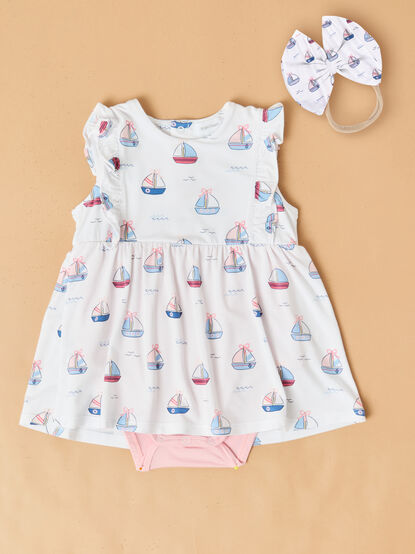 Bubble Sailboat Ruffle Bodysuit Dress - TULLABEE