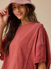 Zelda Embroidered Oversized Tee Detail 4 - TULLABEE