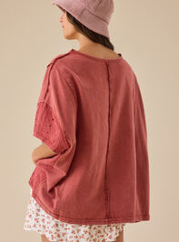 Zelda Embroidered Oversized Tee Detail 6 - TULLABEE