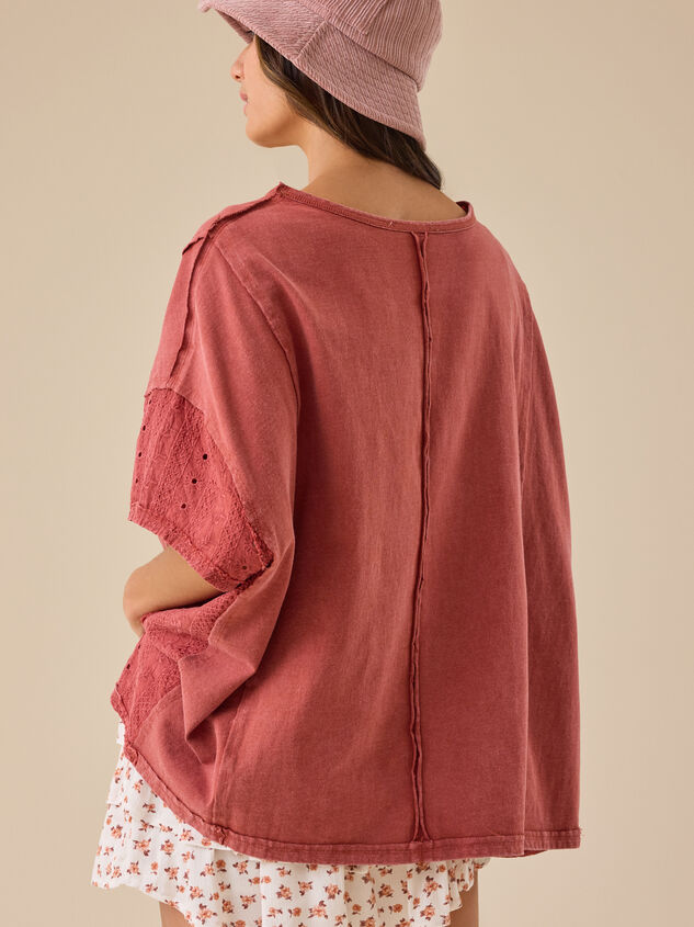 Zelda Embroidered Oversized Tee Detail 6 - TULLABEE