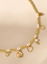 Gold Bead Dainty Charm Necklace - TULLABEE