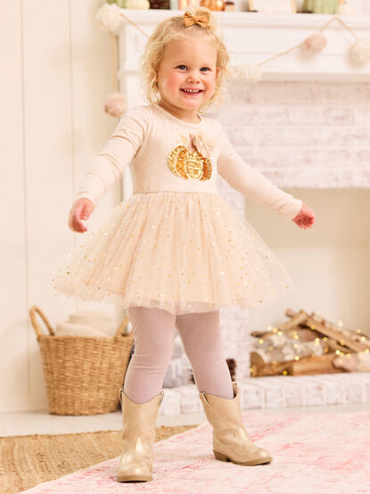 Pumpkin Glitz Dress with Legging Set - TULLABEE