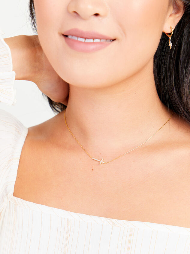 18K Gold Dipped Crystal Cross Necklace Detail 5 - TULLABEE
