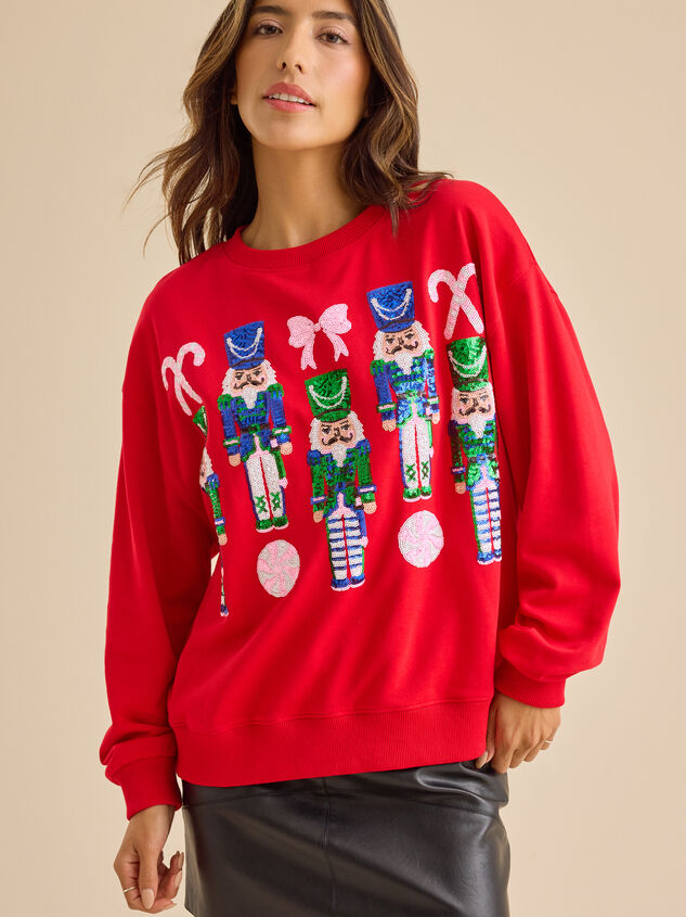 Nutcracker Sparkle Pullover Detail 2 - TULLABEE