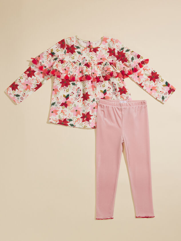 Poinsettia Tunic and Leggings Set by MudPie Detail 2 - TULLABEE