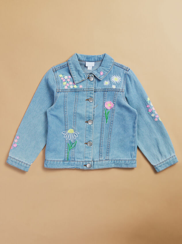 Evie Floral Embroidered Denim Jacket - TULLABEE
