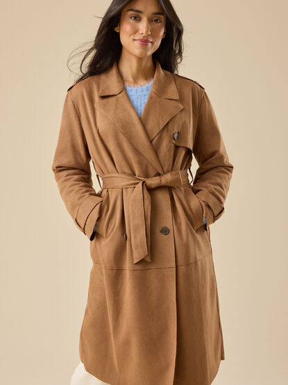 Christie Suede Trench Coat - TULLABEE