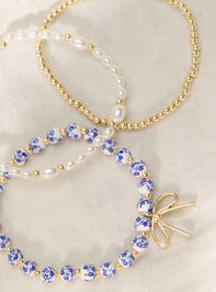Painted Beads and Bow Bracelet Set - TULLABEE