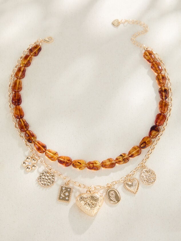 Layered Beaded Charm Dangles Statement Necklace Detail 2 - TULLABEE