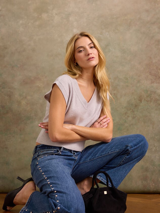 Lumina Cashmere V-Neck Sweater Vest - TULLABEE