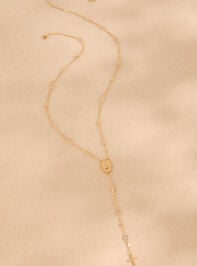 Rosary Cross Dangle Necklace Detail 4 - TULLABEE