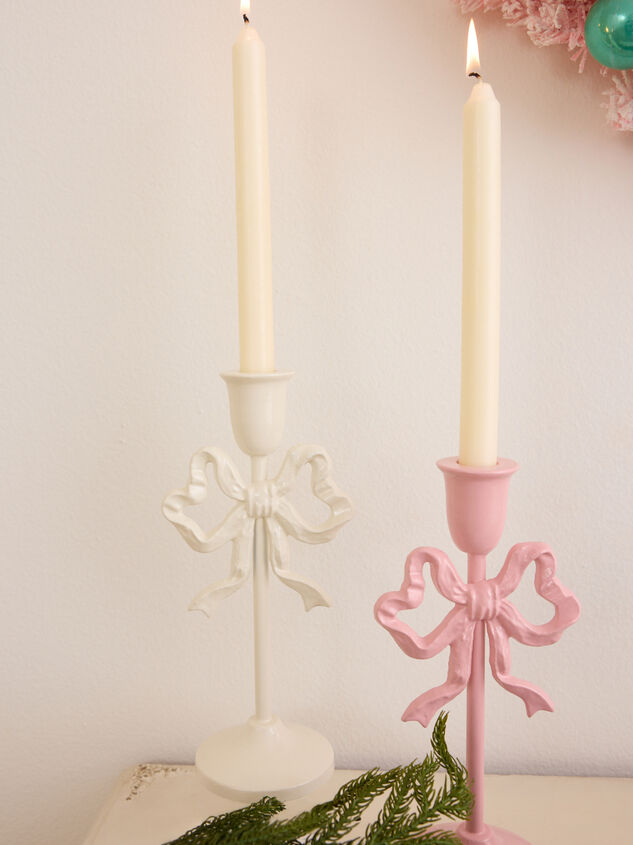 White Bow Candle Taper Holder - TULLABEE