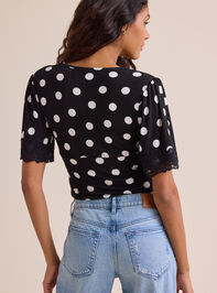 Maryam Lace Trim Dot Top Detail 3 - TULLABEE