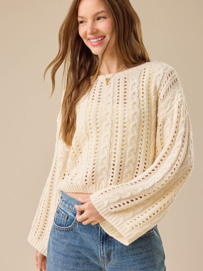 Milly Open Weave Cable Knit Sweater - TULLABEE