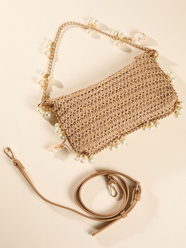 Pearl Chain Raffia Shoulder Bag - TULLABEE