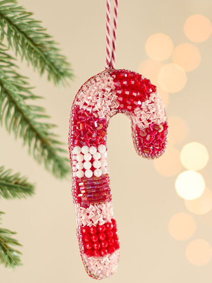 Candy Cane Beaded Ornament - TULLABEE