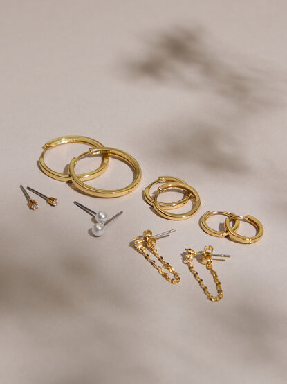 18K Gold Hoop Variety Earring Set - TULLABEE