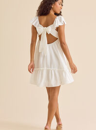 Gianna Flutter Sleeve Linen Tie Back Dress Detail 2 - TULLABEE