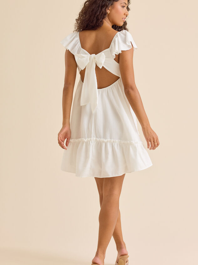 Gianna Flutter Sleeve Linen Tie Back Dress Detail 2 - TULLABEE