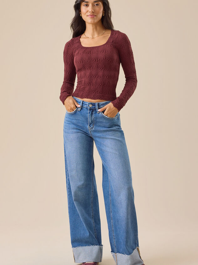 Blaire Seamless Floral Long Sleeve Cami Detail 4 - TULLABEE