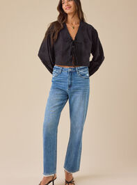 Zara Embroidered Tie Front Top Detail 2 - TULLABEE