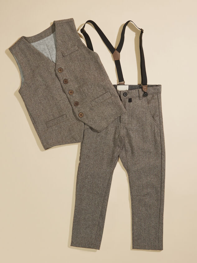 Carter Tweed Toddler Pants + Suspenders by Me + Henry Detail 3 - TULLABEE