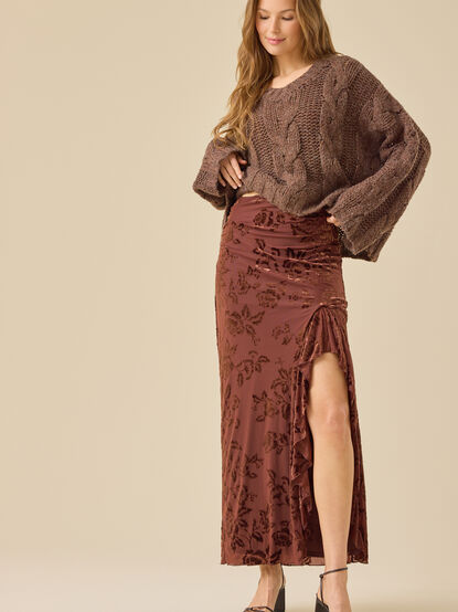Perrin Velvet Midi Skirt - TULLABEE