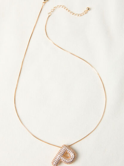 18K Gold Monogram Charm Necklace - P - TULLABEE